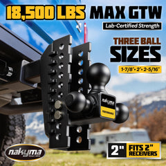 Nakyma tri-ball one-piece design keeps hitch balls secure during tow