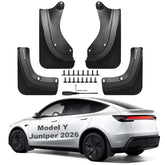 Nanaholy 2026 Tesla Model Y Juniper front-left mud flap guards paint from road spray.