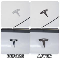 Nanaholy two-piece emblem set for Tesla Model 3, back view shows secure fit.