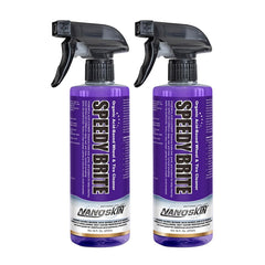 Nanoskin SPEEDY BRITE bottle pour for controlled dilution and wheel cleaning.