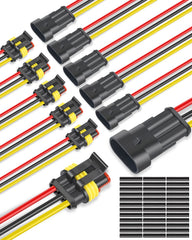 NAOEVO 3-pin waterproof male connector with durable PA66 body for rugged automotive wiring.