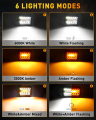 NAOEVO 4-inch LED pod white-amber strobe mode for emergency signaling.