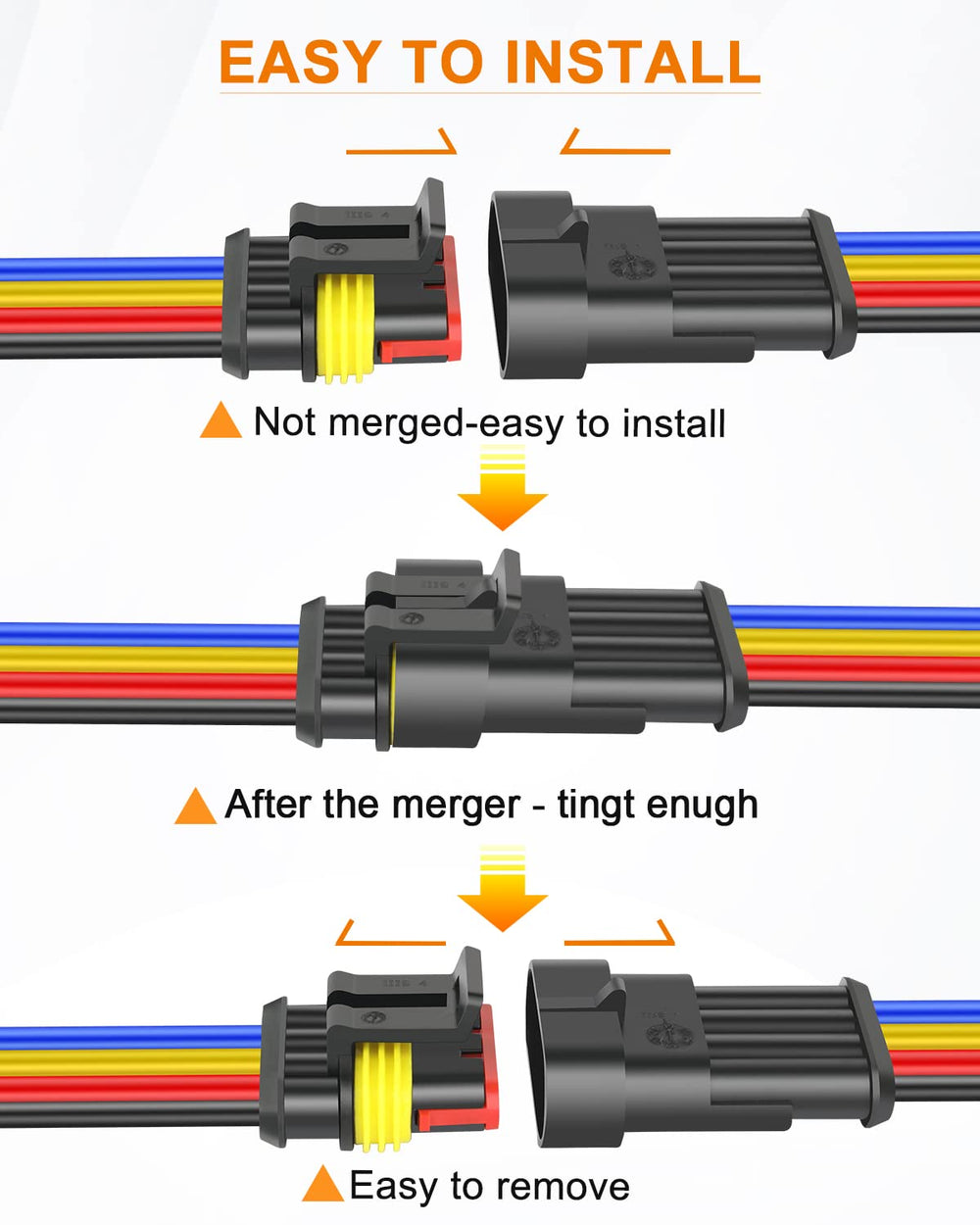 NAOEVO 6-pack 4-pin connectors arranged for easy inventory and use in projects.
