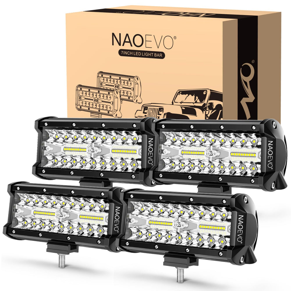 NAOEVO 7-Inch light bar spot beam for long-range visibility on off-road trails
