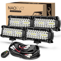 NAOEVO 7 inch LED light bar front view with dual beams for versatile visibility