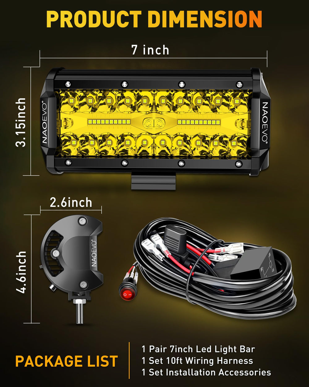 NAOEVO long-life LED light bar designed for up to 50,000 hours of service