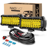 NAOEVO 7-inch yellow LED light bar with spot and flood beams for distant hazards and edge clarity