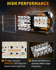 NAOEVO aluminium-housing IP68 LED pod resists weather and dust.
