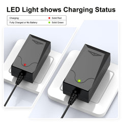 NASTIMA 6V LiFePO4 charger with LED indicators for easy monitoring.