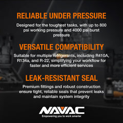 NH5SC withstands up to 800 psi working pressure and 4000 psi burst