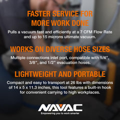 NAVAC NP7DP2 twin-cylinder design achieves a deep vacuum near 15 microns