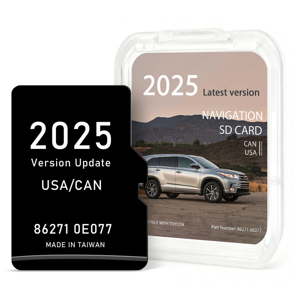 Navtimi 2025 Toyota navigation update card for Tacoma dashboard.