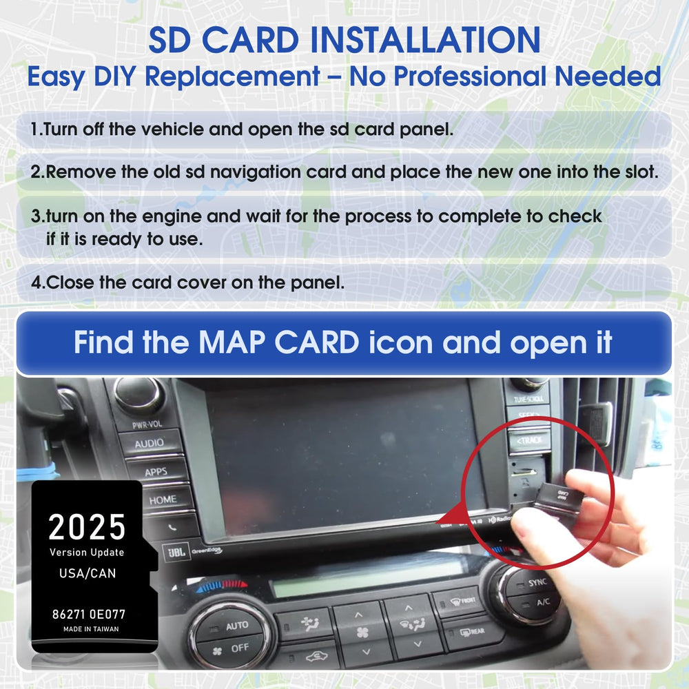 Navtimi compatibility chart shows supported Toyota models.