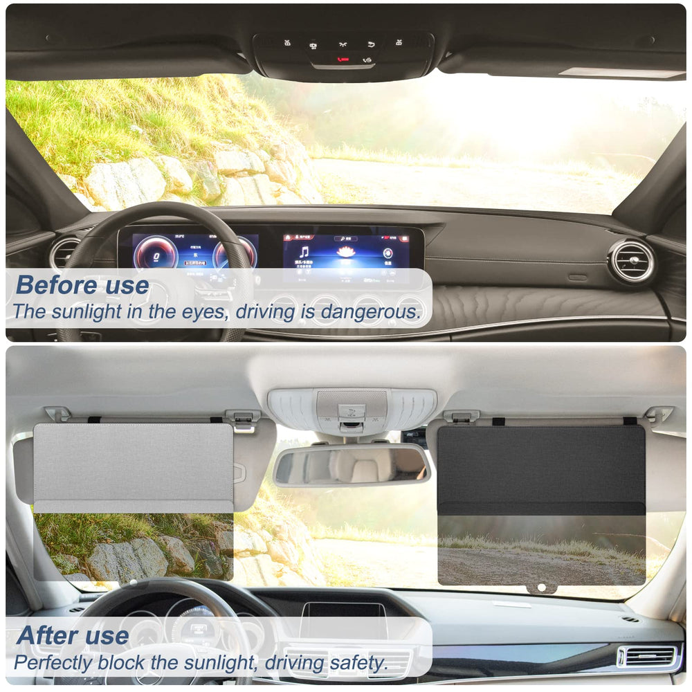 NAZZO sun visor extension with PC lens blocks strong sun and UV rays for clearer driving.