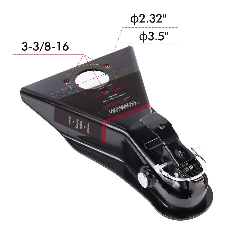 Close-up of yoke-style latch on NBJINGYI trailer coupler for easy operation.