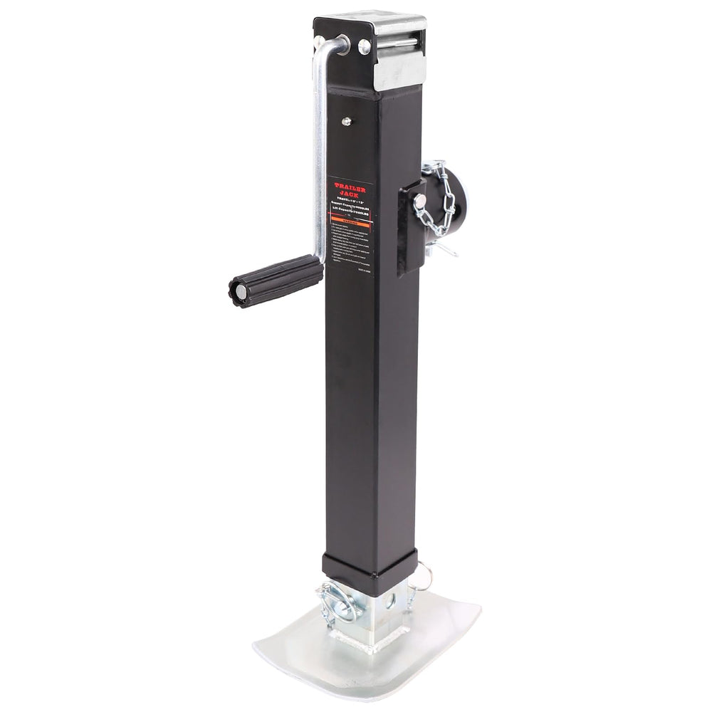 NBJINGYI square-tube trailer jack provides solid side-load stability for heavy trailers.