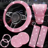 NBTEPEM pink bling steering wheel cover adds stylish grip and luxury to your car interior.