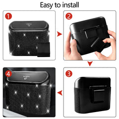 NBTEPEM Bling car trash can doubles as storage for bottles and towels.