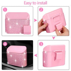 NBTEPEM Bling Pink trash can doubles as small storage for essentials