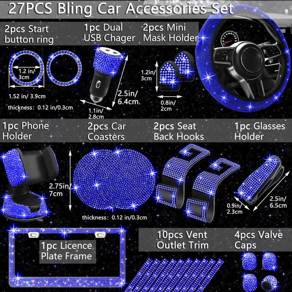 NBTEPEM blue bling phone holder keeps device secure and reachable