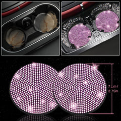 NBTEPEM pink bling car coasters protect surfaces in style.