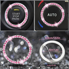 NBTEPEM pink bling start button ring accents the cabin.