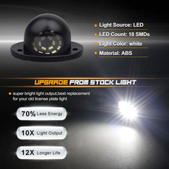 NDRUSH LED license plate light with 18-SMD chips provides left-right illumination.