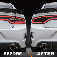NDRUSH smoked taillight overlay for Dodge Charger enhances curb appeal with uniform tint