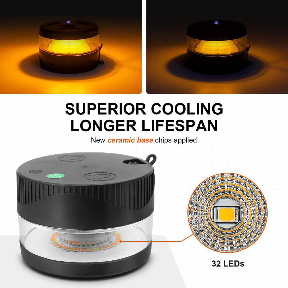 NeaLia amber strobe light emitting a high-visibility warning signal.