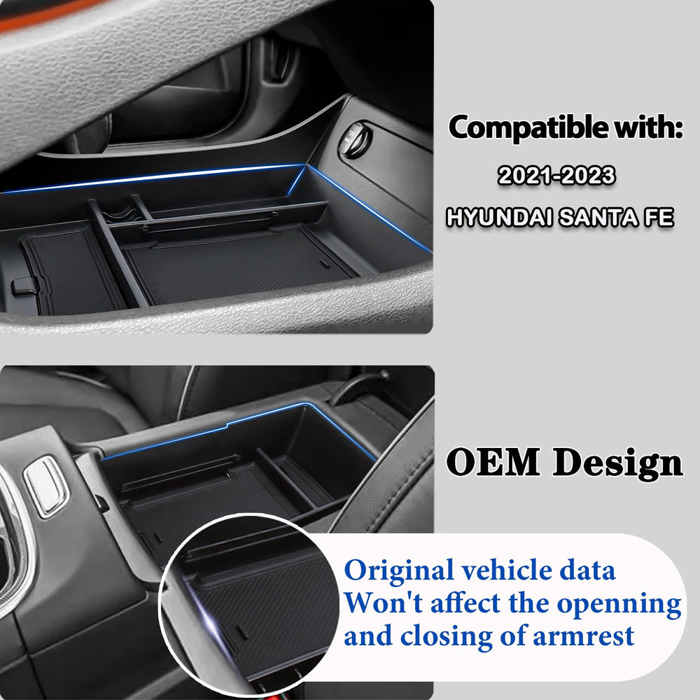 Neepiar armrest storage tray provides quick reach for essentials during drives.