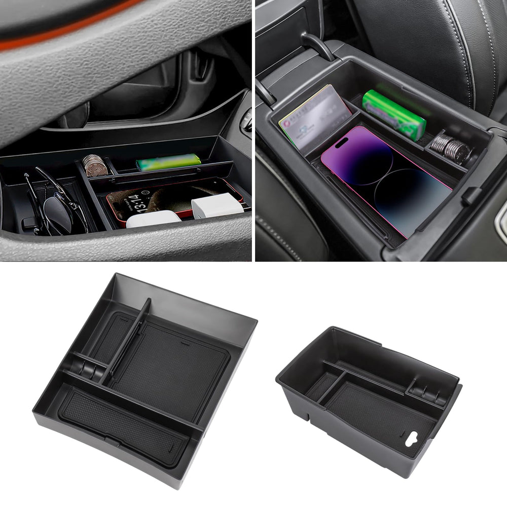 Neepiar center console organizer lower tray keeps Santa Fe organized and accessible.