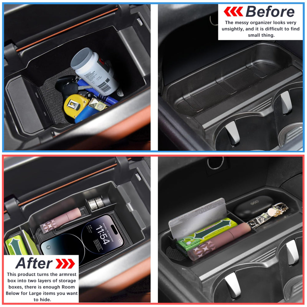 Neepiar partitioned storage spaces for phone, keys, and cosmetics.
