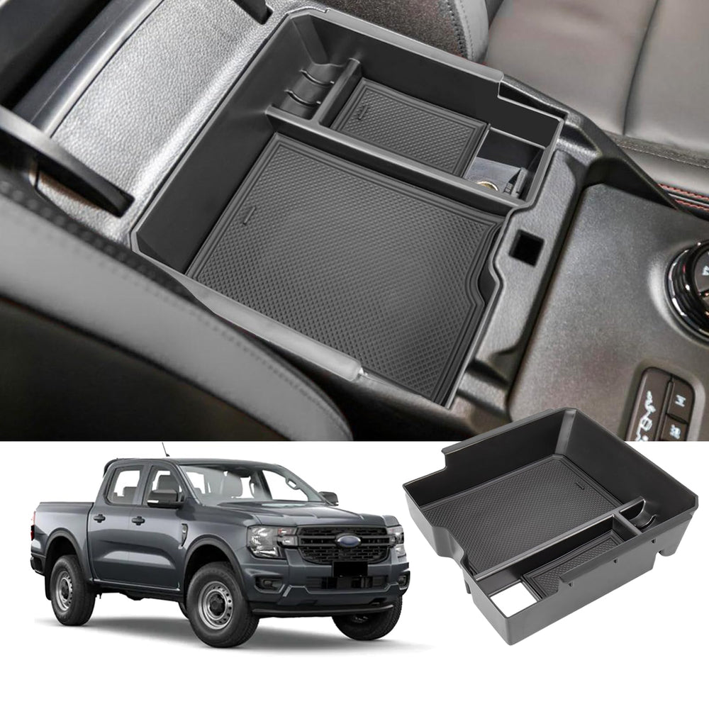 Neepiar center console organizer tray for Ford Ranger keeps items tidy on the go.