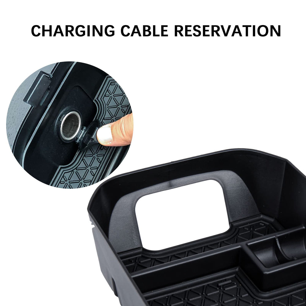 Declutters center console for faster access during drives in RAV4.