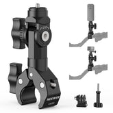 NEEWER motorcycle handlebar clamp mount secures camera to handlebars for stable POV filming