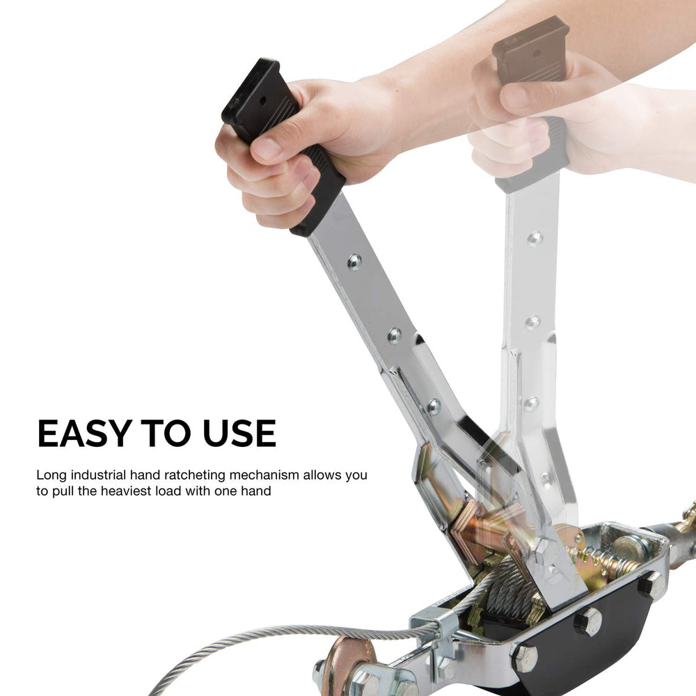 NEIKO 02256A ratcheting system enables one‑hand operation during winching