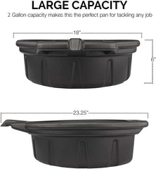 NEIKO 20762A oil drain pan shown with side handles for easy transport.