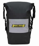 Nelson-Rigg Hurricane RiggPak mounted on a motorcycle crash bar for secure storage.