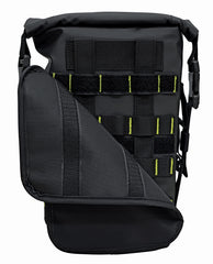 Nelson-Rigg Hurricane RiggPak demonstrates waterproof roll closure protecting gear outdoors.