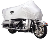 Nelson-Rigg XL half cover front view protects touring motorcycles from dew and sun.
