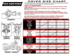 Nelson-Rigg XL half cover on bike demonstrates a snug elastic bottom fit.