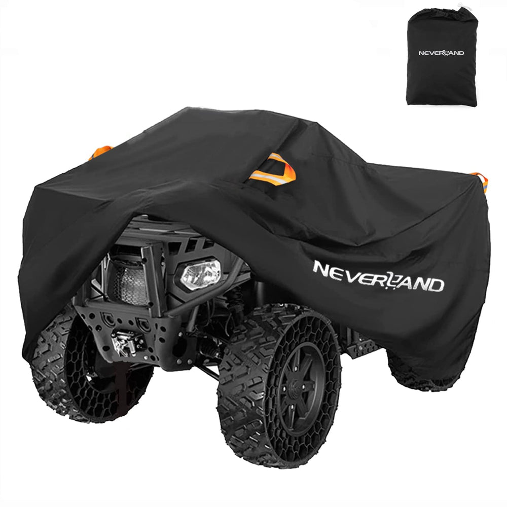 NeverLAND ATV cover front view shields the quad from rain and sun.