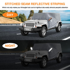 NeverLAND all-weather cab cover shields Wrangler from sun and rain