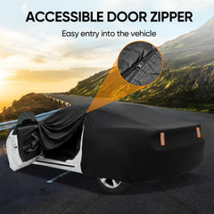 NeverLAND waterproof all-weather cover shields Camaro from sun and rain.