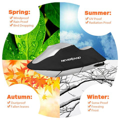 Neverland jet ski cover fits Yamaha and Sea-Doo setups showing broad compatibility.