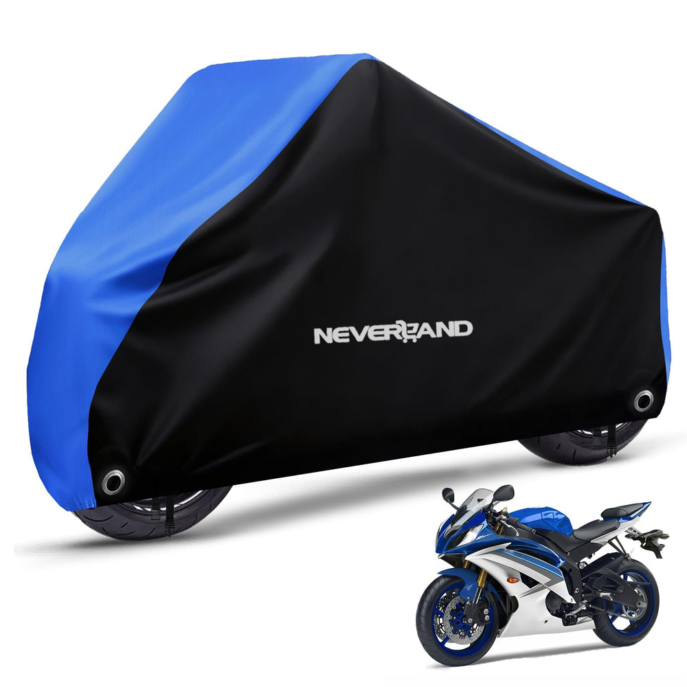 NEVERLAND motorcycle cover front view showing weather protection for your bike