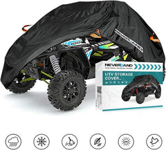 NEVERLAND UTV Cover 2-3 Seater includes bag, snaps, and accessories.