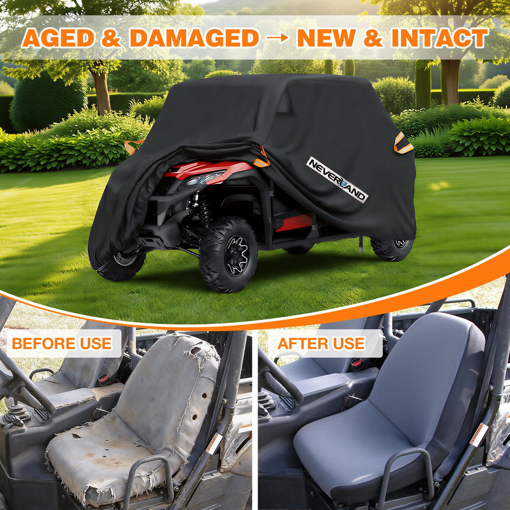 Neverland UTV cover features quick-release buckles for easy securing