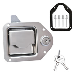 Newace truck toolbox latch paddle-handle close-up shows rugged stainless steel durability