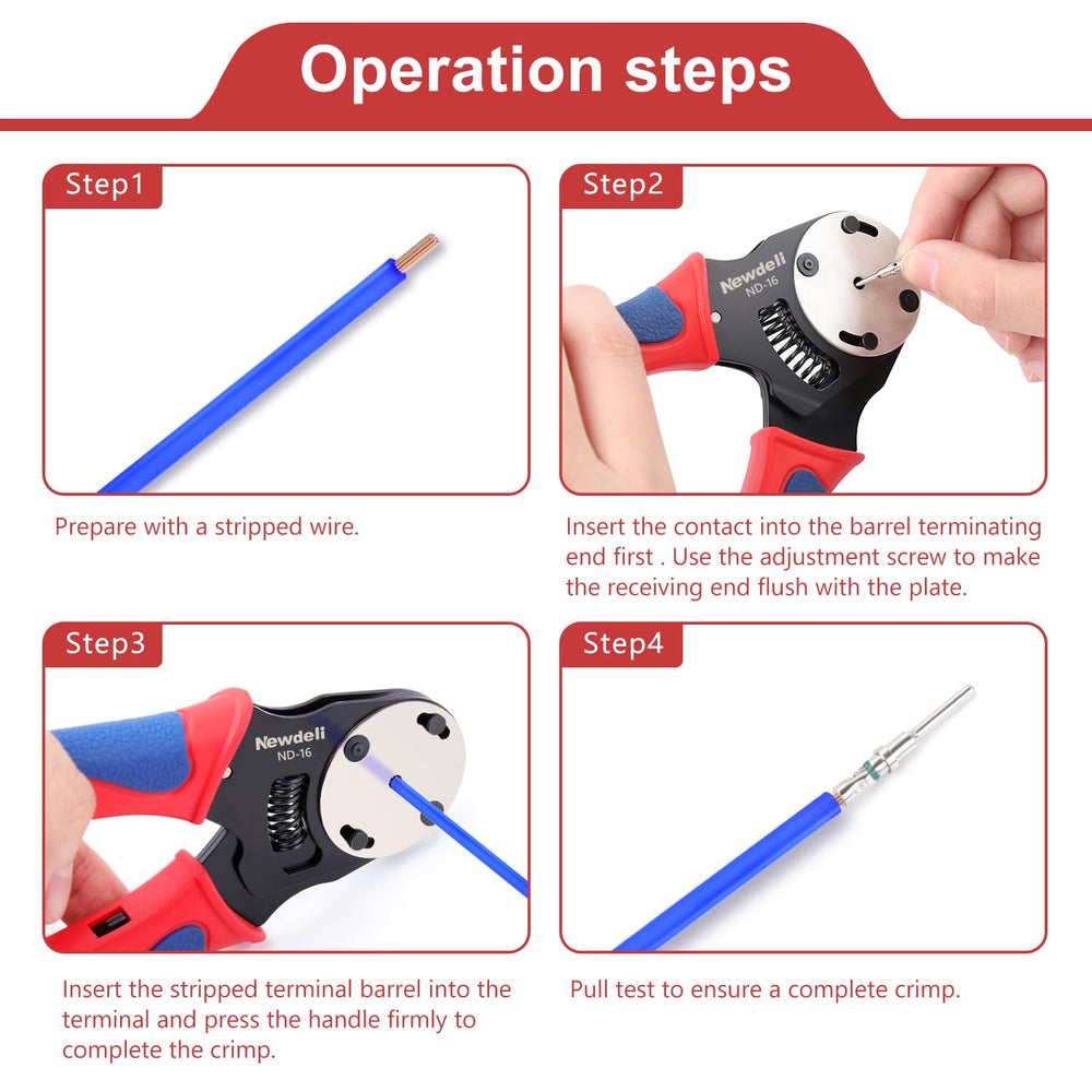 Newdeli crimp method 4-indent 8-imprint ensures strong, repeatable crimps